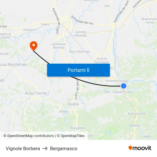 Vignole Borbera to Bergamasco map