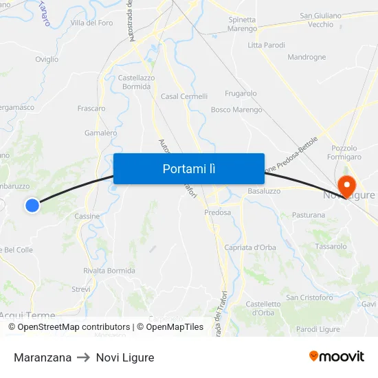Maranzana to Novi Ligure map
