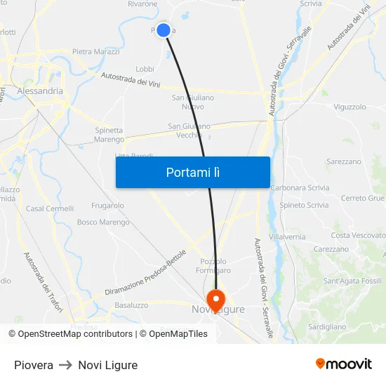 Piovera to Novi Ligure map