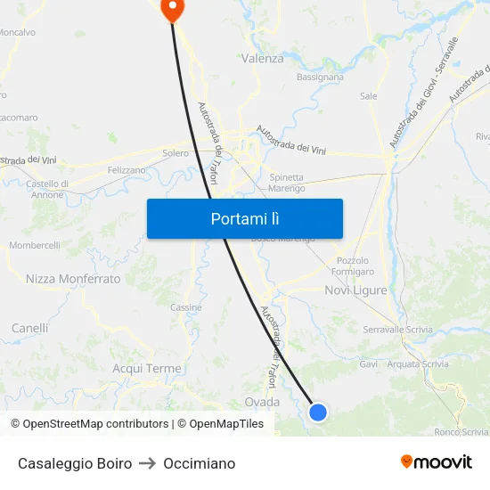 Casaleggio Boiro to Occimiano map