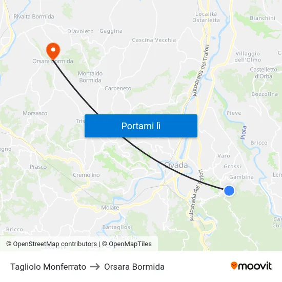 Tagliolo Monferrato to Orsara Bormida map