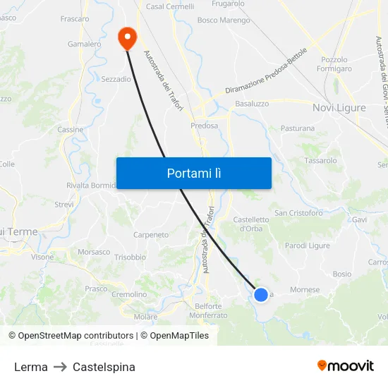 Lerma to Castelspina map