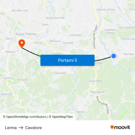 Lerma to Cavatore map