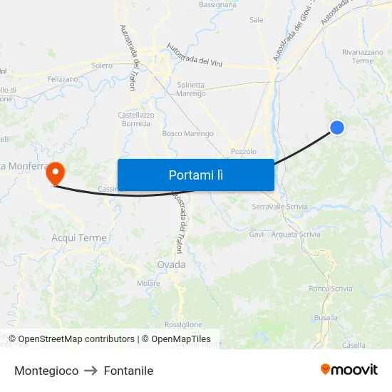 Montegioco to Fontanile map