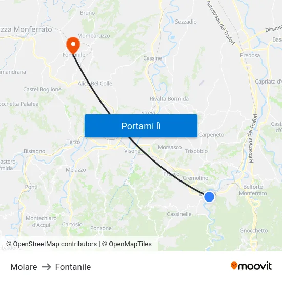 Molare to Fontanile map