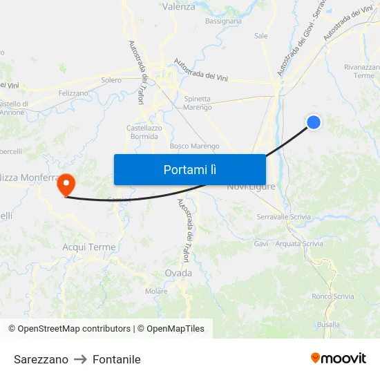 Sarezzano to Fontanile map