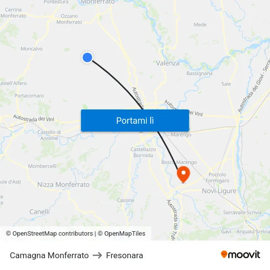 Camagna Monferrato to Fresonara map