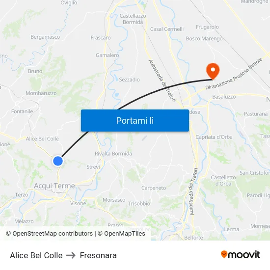 Alice Bel Colle to Fresonara map