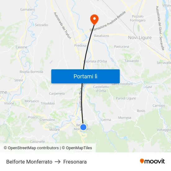 Belforte Monferrato to Fresonara map