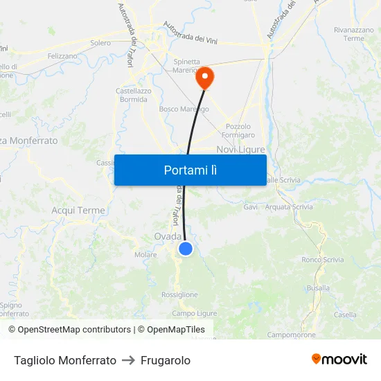 Tagliolo Monferrato to Frugarolo map