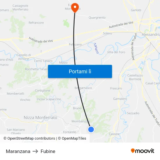 Maranzana to Fubine map