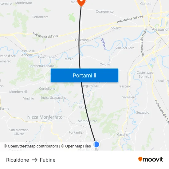 Ricaldone to Fubine map