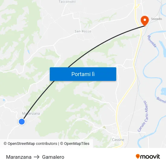 Maranzana to Gamalero map