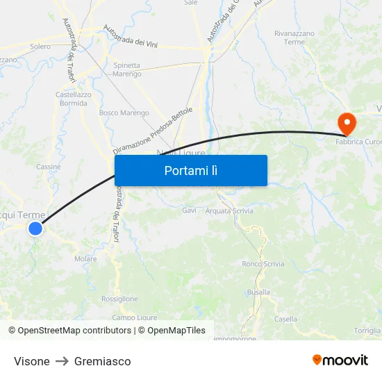 Visone to Gremiasco map