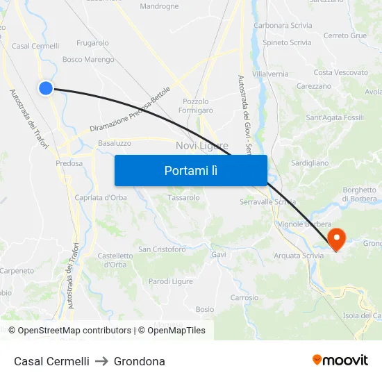 Casal Cermelli to Grondona map