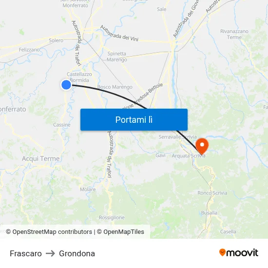 Frascaro to Grondona map