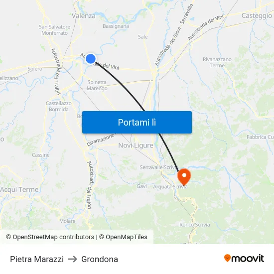 Pietra Marazzi to Grondona map