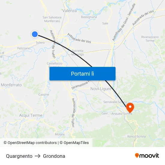 Quargnento to Grondona map