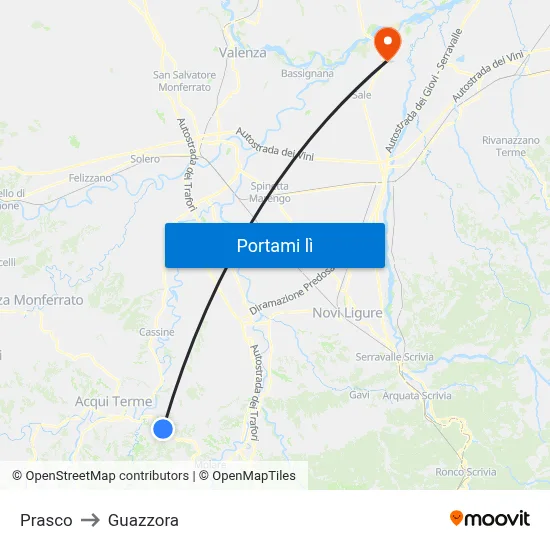 Prasco to Guazzora map