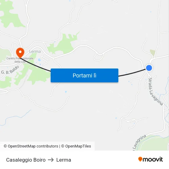 Casaleggio Boiro to Lerma map