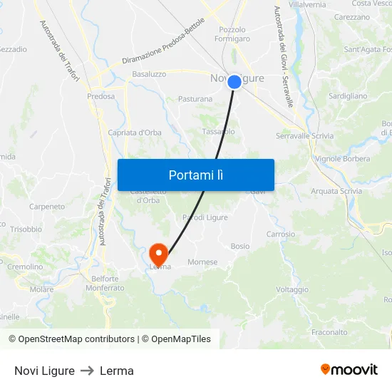 Novi Ligure to Lerma map