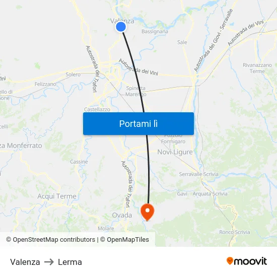 Valenza to Lerma map