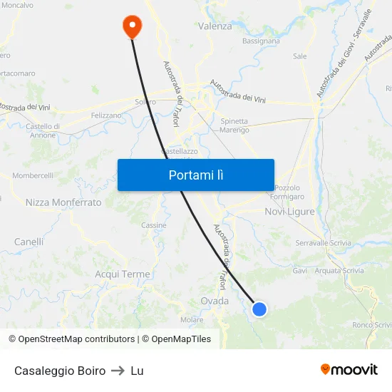 Casaleggio Boiro to Lu map