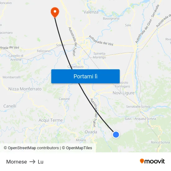 Mornese to Lu map