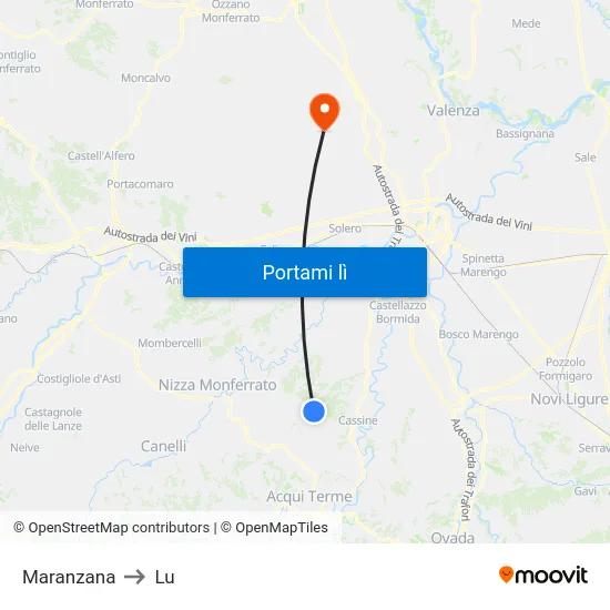 Maranzana to Lu map