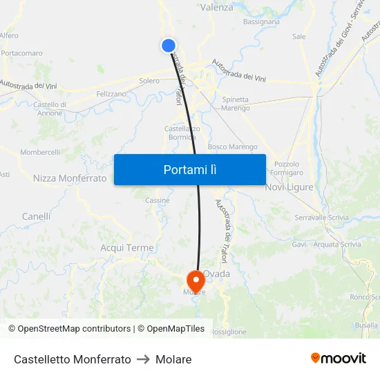 Castelletto Monferrato to Molare map