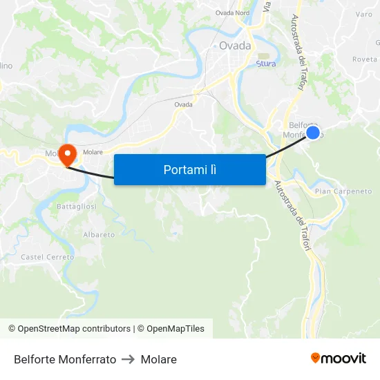 Belforte Monferrato to Molare map