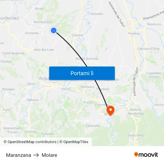 Maranzana to Molare map