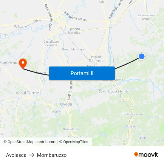 Avolasca to Mombaruzzo map