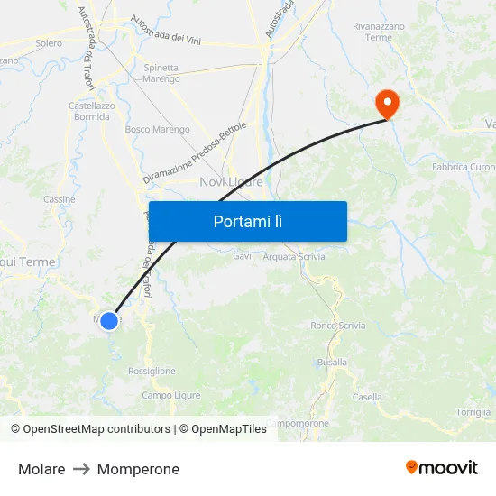 Molare to Momperone map