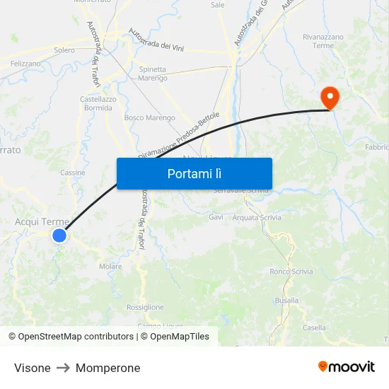 Visone to Momperone map