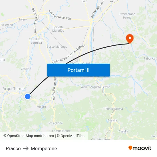 Prasco to Momperone map