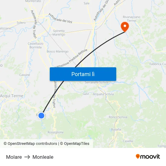 Molare to Monleale map