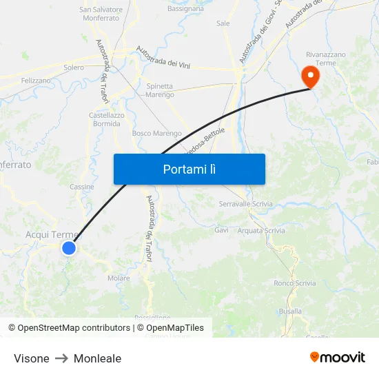 Visone to Monleale map