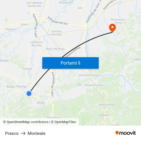 Prasco to Monleale map