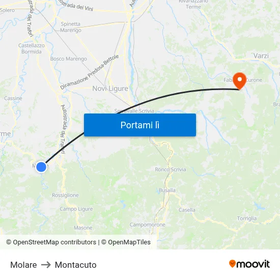 Molare to Montacuto map