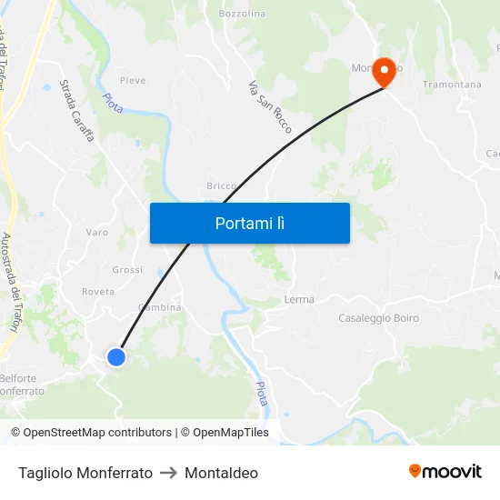 Tagliolo Monferrato to Montaldeo map