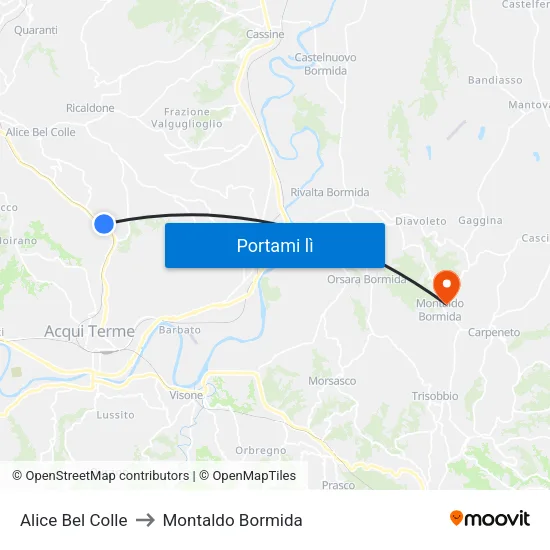 Alice Bel Colle to Montaldo Bormida map