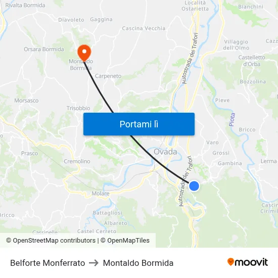 Belforte Monferrato to Montaldo Bormida map