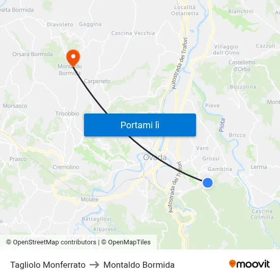 Tagliolo Monferrato to Montaldo Bormida map