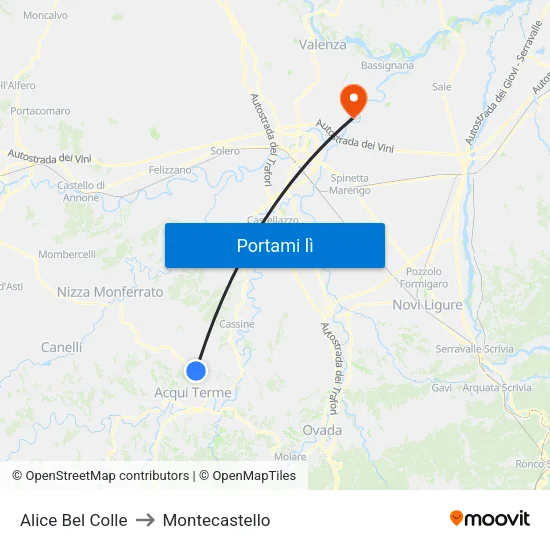 Alice Bel Colle to Montecastello map
