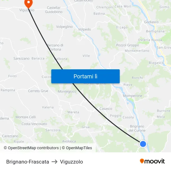 Brignano-Frascata to Viguzzolo map
