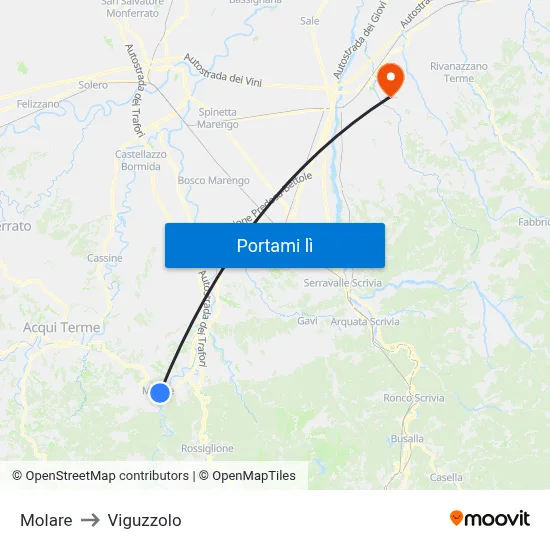 Molare to Viguzzolo map