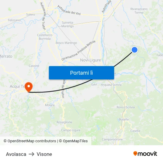 Avolasca to Visone map