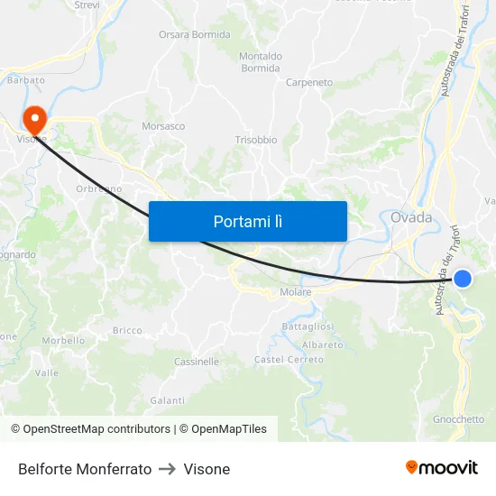 Belforte Monferrato to Visone map