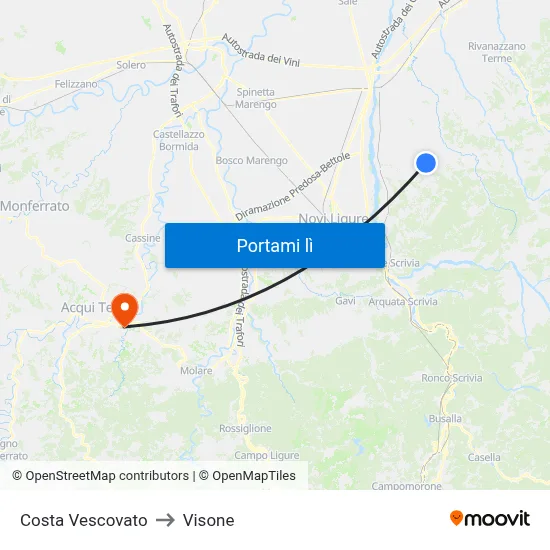 Costa Vescovato to Visone map